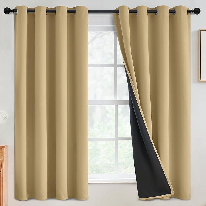SimpleHome Biscotti Beige 100% Blackout Curtains Room Darken Living Room 63 | by SimpleHome