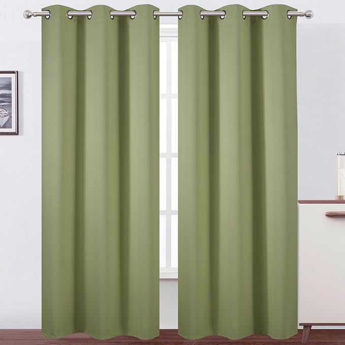 Sage Green Thermal Blackout Curtains/42 x 84 Inch/Set of 2 Panels Room by Lemomo