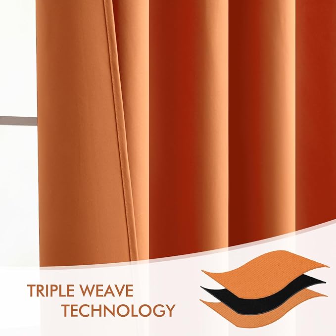 MIULEE Fall Orange Back Tab Blackout Curtains 52x84 Inch Length 2 Panel Set | - Image 7