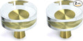 JEREVER 2 Pack Glass Crystal Knobs Brass Drawer Pull Cabinet Handle Gold Furniture Hardware for Dresser Kitchen (Round)