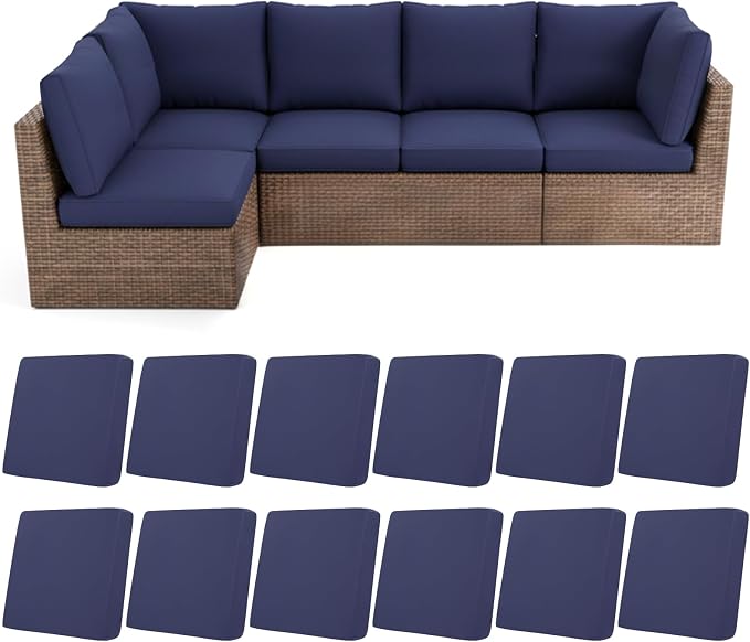 HEBE Outdoor Cushion Covers 12 Pcs, Stretch Patio Sofa Couch Cushion Cover | by HEBE