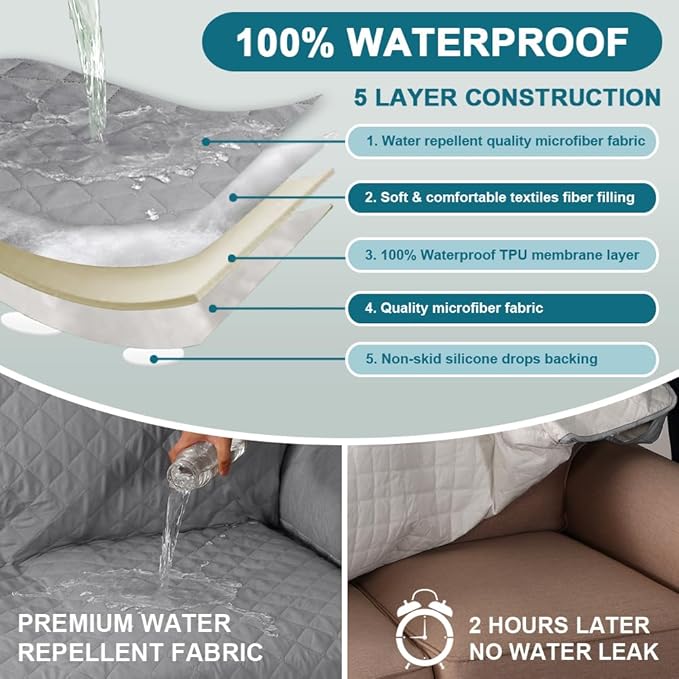 Turquoize 100% Waterproof Sofa Covers Couch Cover Sofa Cover - Image 3