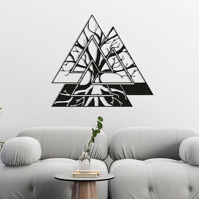 Metal Viking Wall Decor, Tree of Life Metal Wall Art, Norse Viking Decor, Norse Pagan Decor, Pagan Wall Decor, Tree of Life Wall Sculpture, Scandinavian Home Decor, Godly Home Decor (Black, 24"x14"|60x60cm)