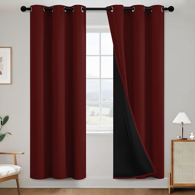 SimpleHome Burgundy Red 100% Blackout Curtains Room Darken Living Room 72 | by SimpleHome