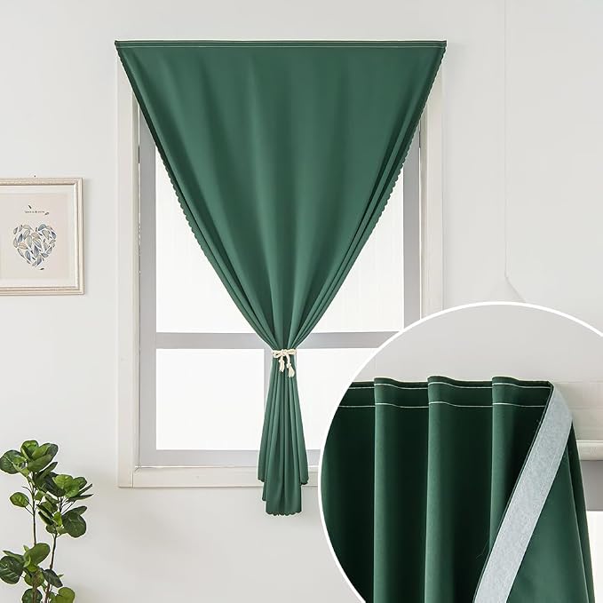 Thermal Blackout Curtains with Self-Adhesive Tape, No Rod No Drill Easy Install - Image 2