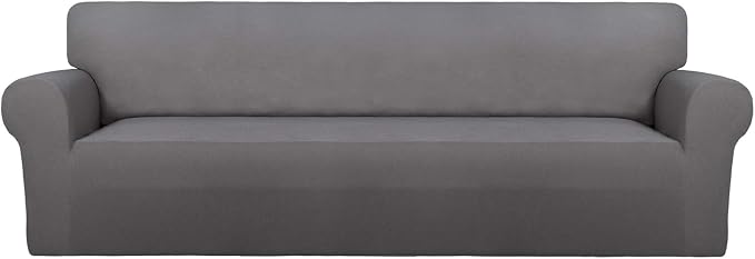 PureFit Stretch Couch Covers for Sofa 4 Seater Slipcovers Light Gray | 1-Piece by PureFit