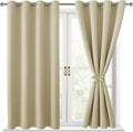 Blackout Curtains for Bedroom, Light Beige, 52 x 54 Inch, 2 Panels | Thermal by Hiasan