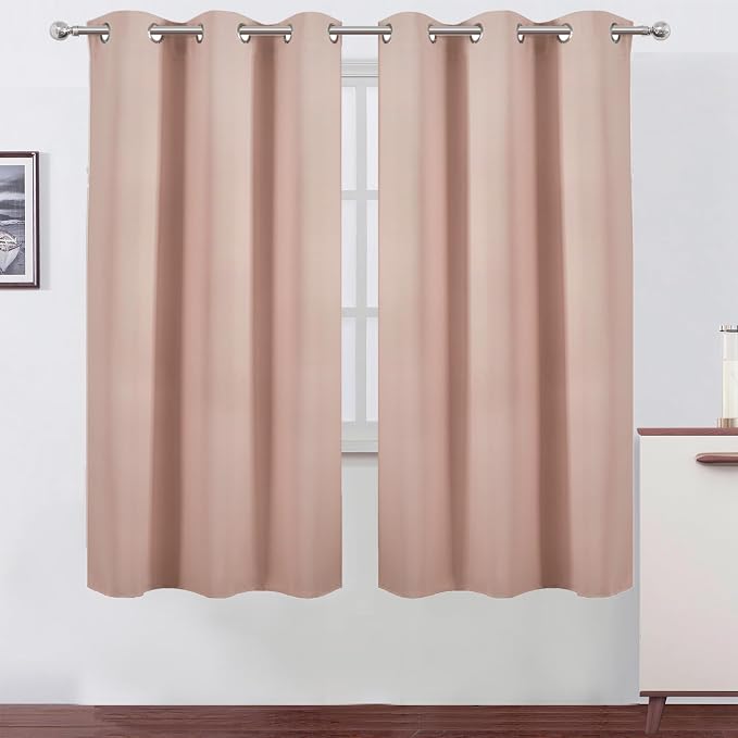 Blush Thermal Blackout Curtains/42 x 72 Inch/Set of 2 Panels Room Darkening by Lemomo