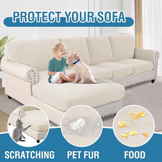 H.VERSAILTEX Sectional Couch Covers 8 Pieces Stretch Sofa Covers - Image 7