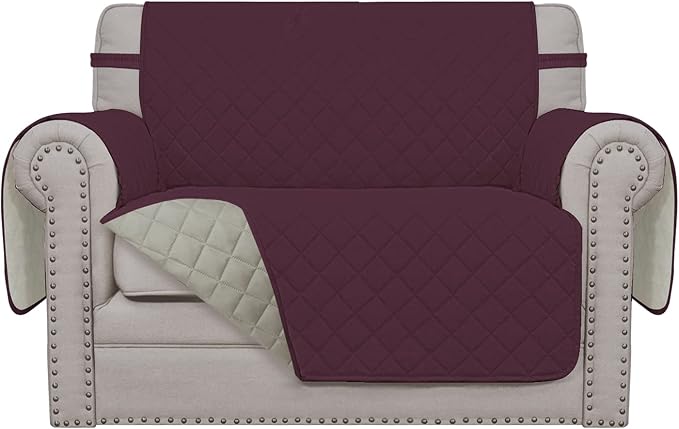 Easy-Going Reversible Couch Cover, Oversized Chair, Wine/Beige | Machine by Easy-Going