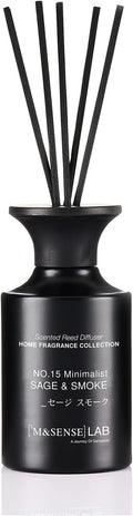 M&SENSE Minimalist Large Reed Diffuser 300ml, Sage & Smoke Scented with Natural Essential Oils, Long Lasting with 7 Sticks, Non-Toxic Home Fragrance for Bedroom, Bathroom Decor
