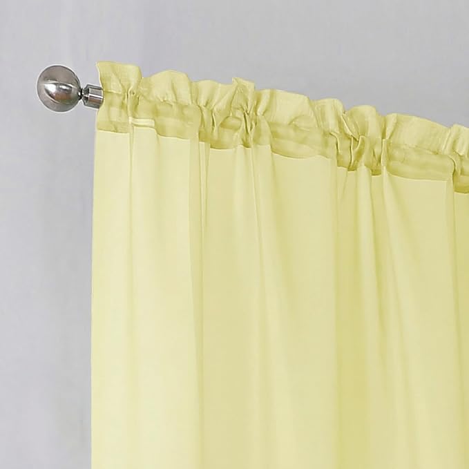 Simplebrand Light Yellow Short Sheer Curtains 45 Inch Length - Image 7