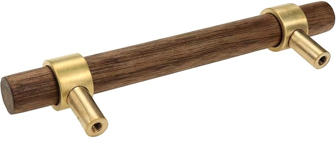 Drawer 5.51"/140mm Pulls Brass Walnut Kitchen Wardrobe Cabinet Hardware Pull Handle with Screw, 4Pcs