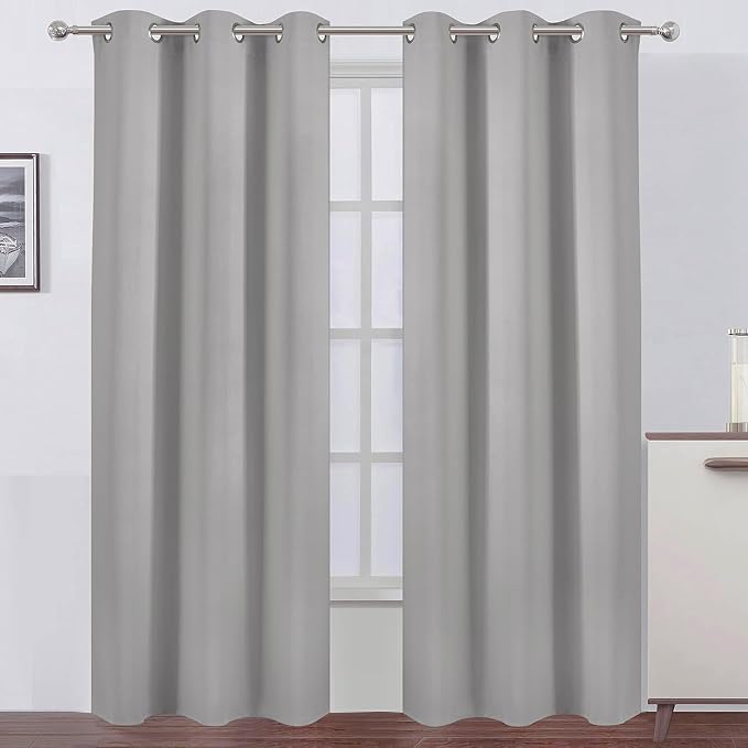 Blackout Curtains 38 x 84 inch/Light Grey Curtains Set of 2 Panels/Thermal by Lemomo