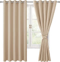 Grommet Blackout Curtains for Bedroom 60 x 72 Inches Beige 2 Panels | Thermal by Hiasan