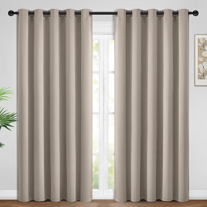 Yakamok Room Darkening Curtains 62x96 inch Length Natural-Living Room | 2 panels by Yakamok