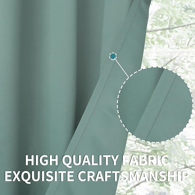 BGment Blackout Curtains - Grommet Thermal Insulated Room Darkening Bedroom and Living Room Curtains, Set of 2 Panels (52 x 95 Inch, Frosty Green)