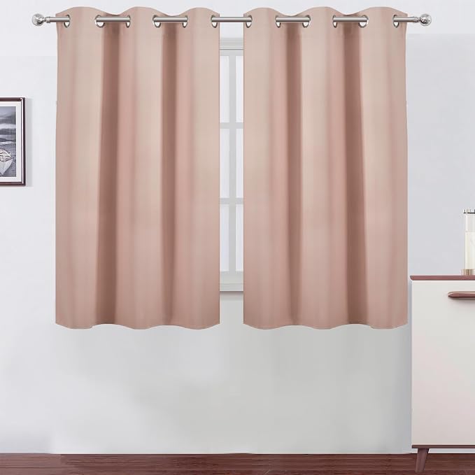 Blush Blackout Curtains/38 x 54 Inch/Set of Two Panels Grommet Living Room by Lemomo