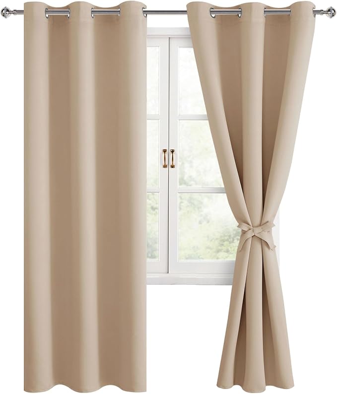 Blackout Curtains for Bedroom, 42 x 84 Inches Long, 2 Panels | Thermal by Hiasan