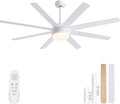 YUHAO 62 Inch White Ceiling Fan with Light and Remote Control.Noiseless,Dimmable,3CCT,6 Speeds Reversible, DC Ceiling Fans for Indoor or Covered Outdoor
