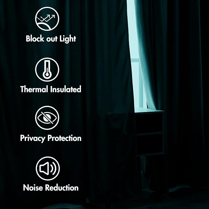 MIULEE Teal Velvet Curtains 52x96 inches 2 Panels Luxury Blackout Curtains | - Image 5