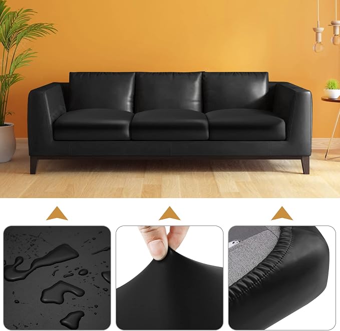Fuloon Faux Leather Couch Cushion Slipcover, Waterproof Stretch Covers - Image 4