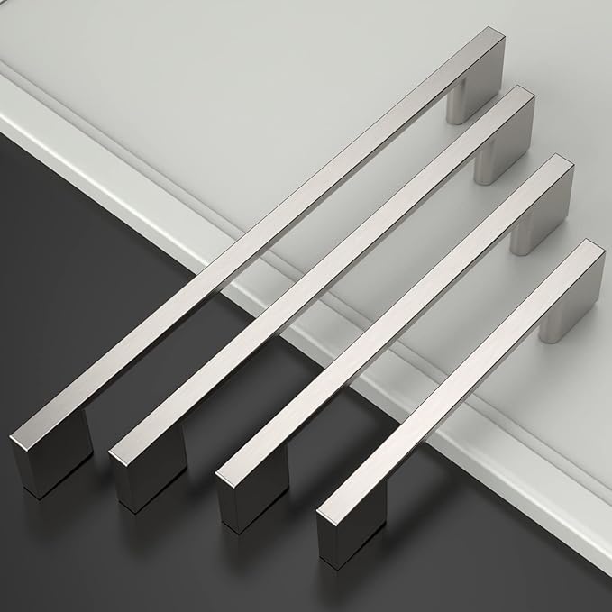 Asidrama 10 Pack 10 Inch(256mm) Brushed Satin Nickel Kitchen Cabinet Handles, Cabinet Pulls Kitchen Cabinet Hardware for Cupboard Drawer Pulls