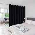 NICETOWN Room Separating Divider Curtain Screen Partition, Function Thermal Blackout Noise Reducing Curtain, Sliding Door Insulated Drape for Patio, Black, 8.3ft Wide x 9ft Long