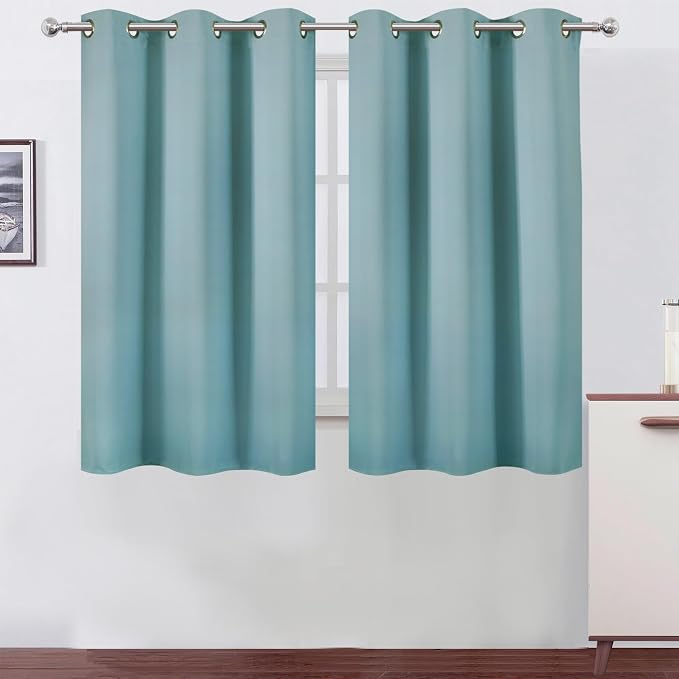 Stone Blue Blackout Curtains/38 x 54 Inch/Set of Two Panels Grommet Living Room by Lemomo