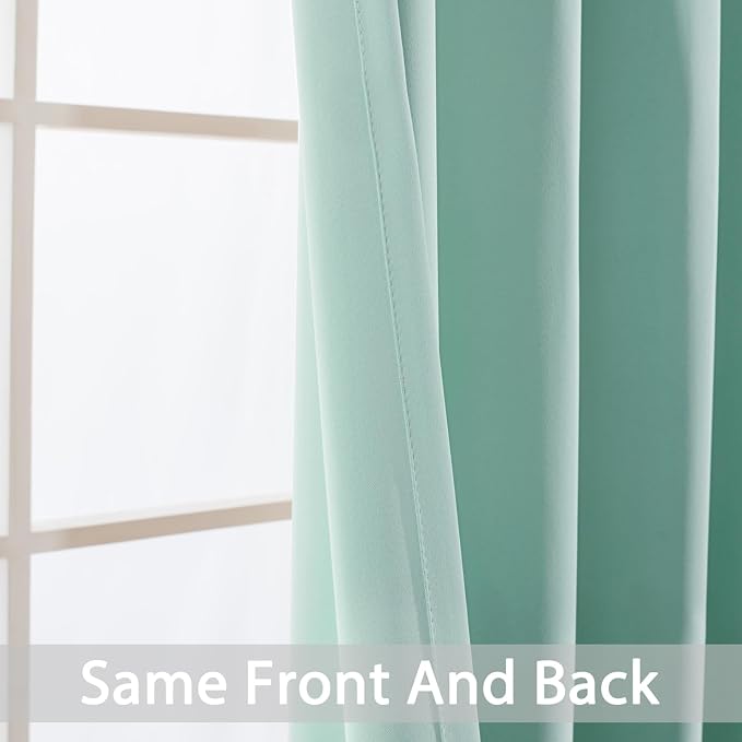 Yakamok Aqua Room Darkening Curtains 96 inch Sliding Door Drapes | 1 Extra-wide - Image 3
