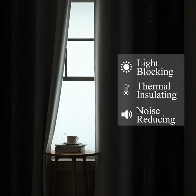 Navy Blue and Greyish White Blackout Curtains - Image 3