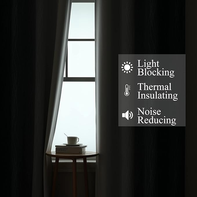 Navy Blue and Greyish White Blackout Curtains - Image 3