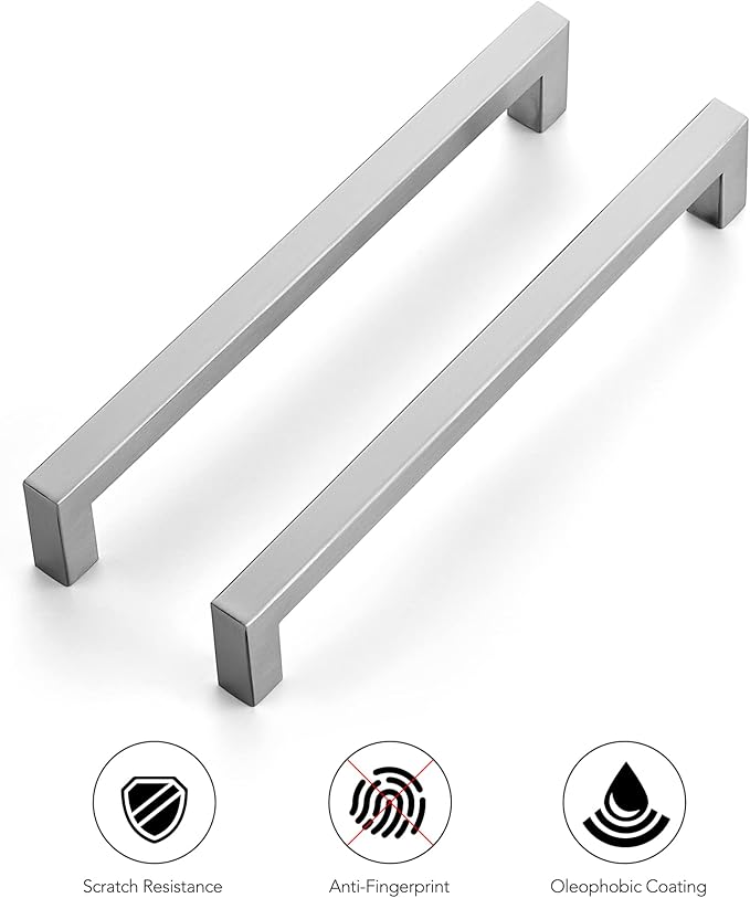 Ravinte 10 Pack Stainless Steel Kitchen Cabinet Handles Brushed Nickel Cabinet Pulls Kitchen Drawer Handles Sleek Dresser Drawer Pulls with 7-1/2 inch Hole Center Satin Nickel Cabinet Hardware