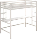 Novogratz Maxwell Metal Twin Loft Bed with Desk & Shelves, Off White/Off White