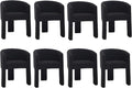 Modern Sherpa Barrel Dining Chairs Set of 8, Upholstered Boucle Dining Chairs Accent Chairs with Arms Comfy Makeup Vanity Chairs, Dining Living Room Kitchen Chairs, Black