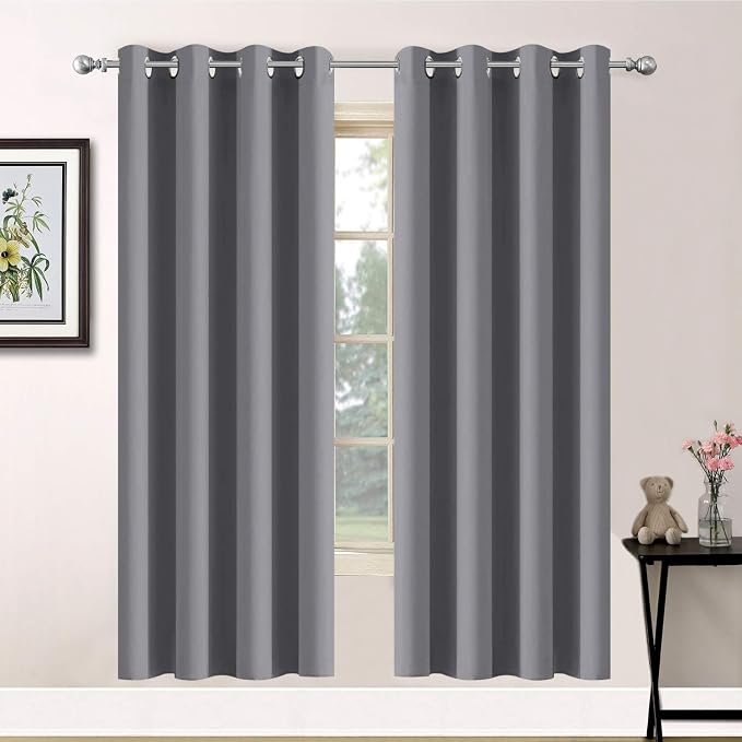 Yakamok Grey Room Darkening Curtains 52x63 inch Gray Grommet-Living Room | 2 by Yakamok