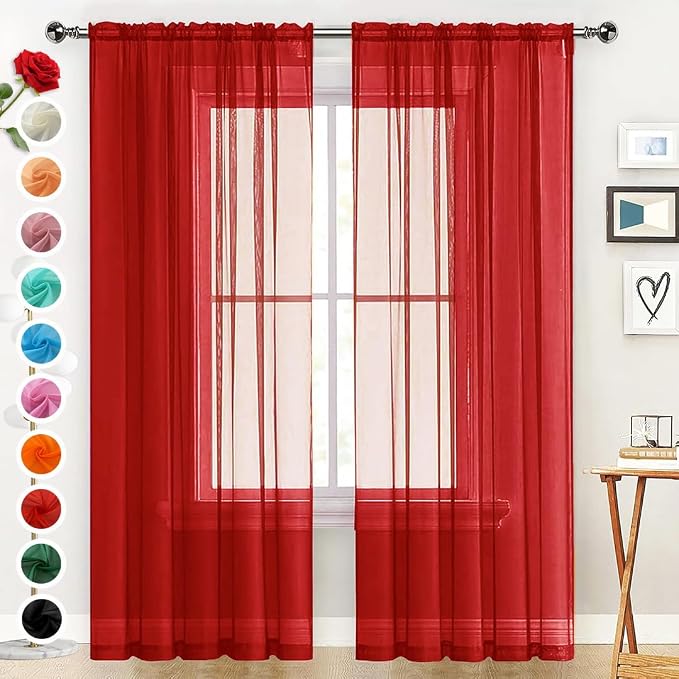 SpaceDresser Sheer Voile Window Treatment Rod Pocket Curtain Panels by SpaceDresser
