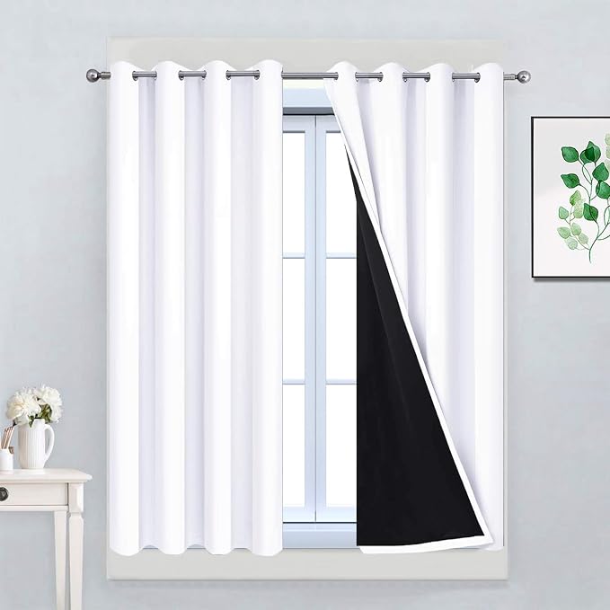 Yakamok Pure White 100% Blackout Curtains 45 Inches Long 52" Wide 2 Panel | by Yakamok