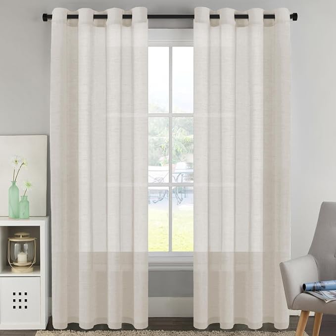 H.VERSAILTEX Linen Curtains Flax Linen Blended Curtain Panels by HVERSAILTEX
