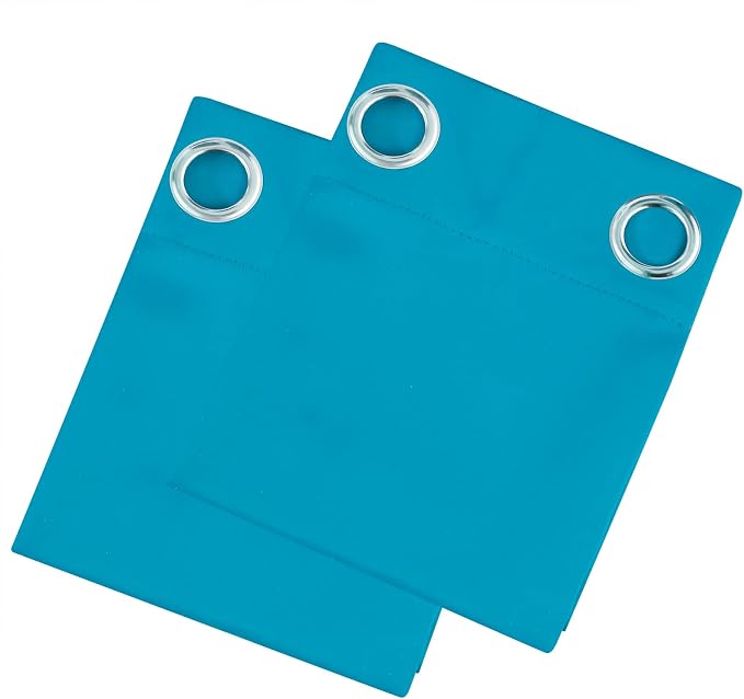 Blackout Curtains 66 x 72 Inch Long Teal Curtains Set of 2 Panels Room - Image 9