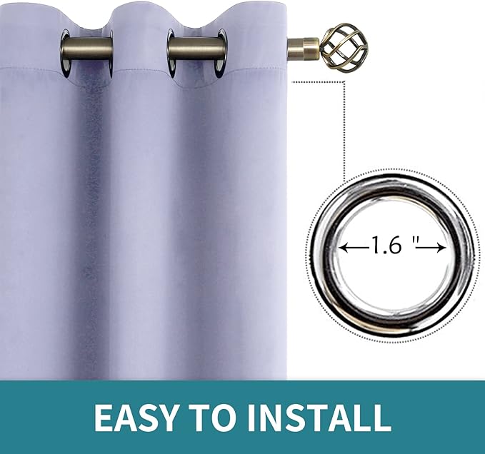 BGment Room Darkening Curtains 63 Inches Long - Grommet Thermal Insulated Drapes Window Treatment Curtains for Bedroom, 2 Panels, 52 x 63 Inch, Lavander