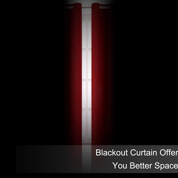 Blackout Curtains 66 x 84 inch/Red Curtains Set of 2 Panels/Thermal Insulated - Image 3