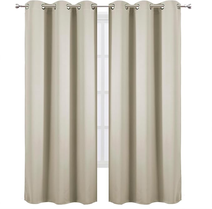 Light Beige Blackout Curtains 34 x 84 Inch Length/Set of 2 Curtain - Image 2