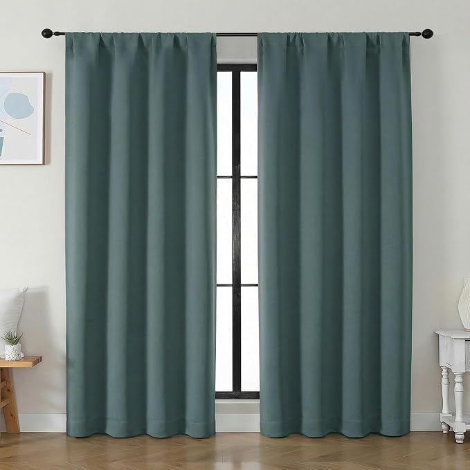 Simplebrand Ava Dark Green Blackout Curtains by Simplebrand