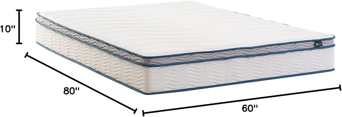 ZINUS 10 Inch Spring Sensation Hybrid Mattress [New Version], Queen, Fiberglass Free, Medium Firmness, Durable Support, Certified Safe Foams & Fabric, Mattress in A Box