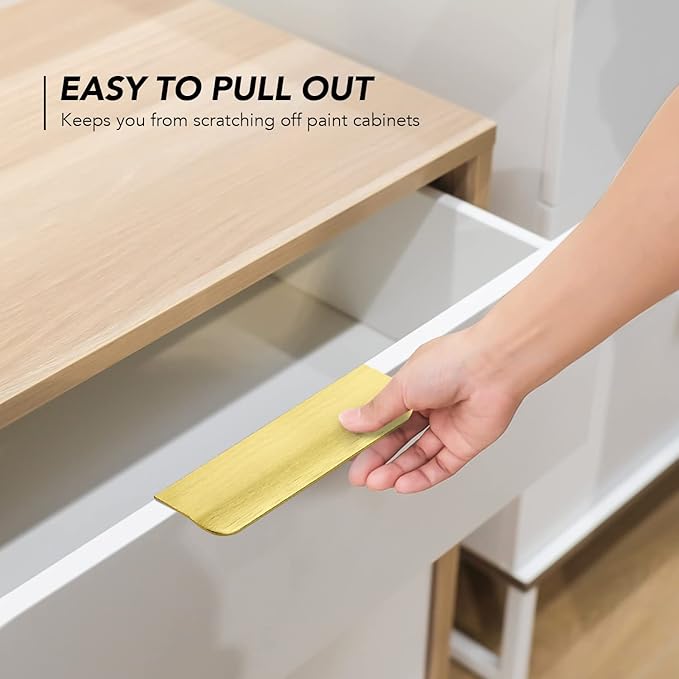 Ravinte Hardware 6 Pack Gold Cabinet Handles, 4.75 Inch (120mm) Finger Edge Pulls, 3.75 Inch Hole Center, Finger Pulls for Cabinets