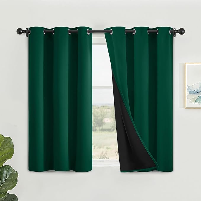 SimpleHome Dark Green 100% Blackout Curtains Room Darkening Living Room 45 | by SimpleHome