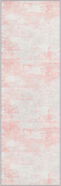 2x5 Washable Runner Rug：Modern Abstract Soft Carpet Pink White | by FXRHLP