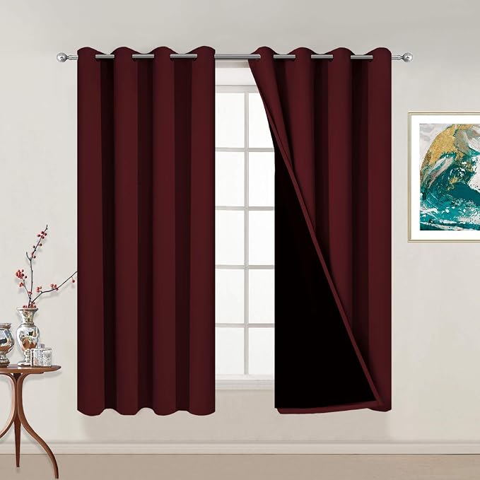 Yakamok Burgundy Red Blackout Curtains 54 Inches Long by Yakamok