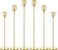 Gold Taper Candle Holders, Set of 6 Gold Candlestick Holders Taper Candle Holders fits 3/4" Thick Pillar Candle Led Modern Metal Candles, Elegant Stands Decorative Table Candle Holder